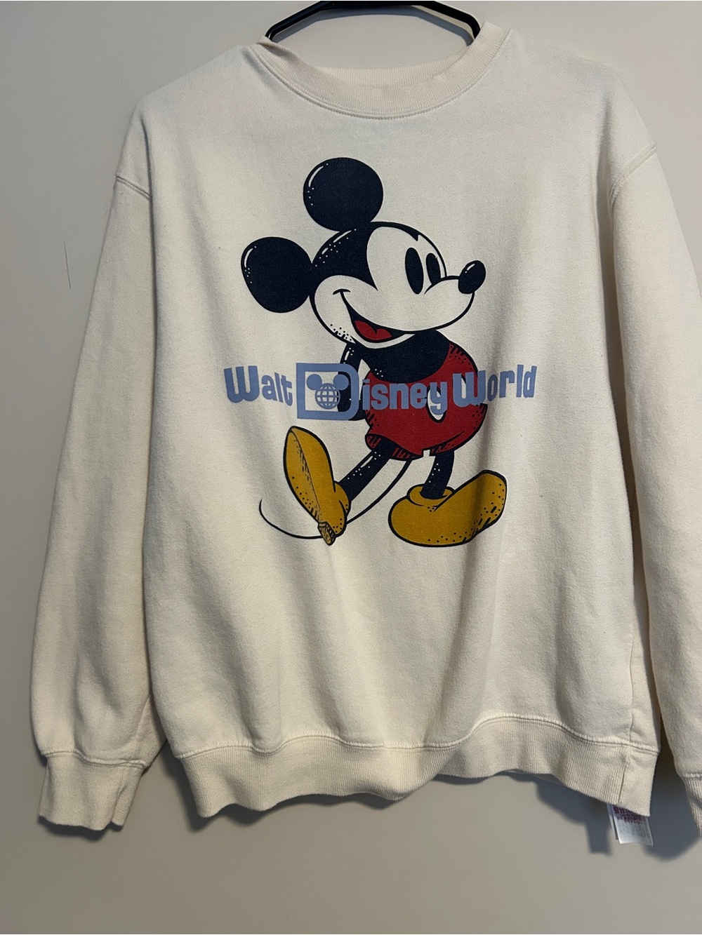Disney World White Crewneck Sweatshirt with Mickey Epcot Retro Logo Disney Parks